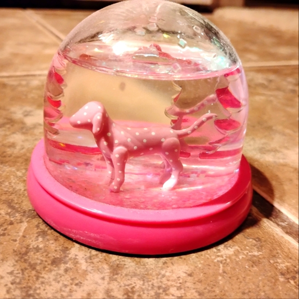Rare Victoria's secret pink dog snow globe